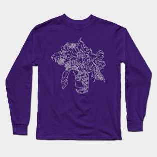 Single line purple flower in water jar Long Sleeve T-Shirt